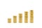 The minimal Gold coins towers graph pattern that shows the growth of investment and saving money from left to right are isolated