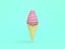 minimal green background 3d render abstract pink coil ice cream cone