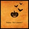 Minimal halloween design with jackolantern pumpkin and bats silhouette. Scary greeting card and invitation party poster. Modern