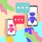 minimal hands holding mobile phones with chat ai bot message notifications on pastel colored blue and pink background. Text robot