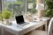 Minimal home office workplace. By generative Ai