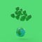 Minimal idea concept. Floating earth with green balloons