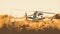 Minimal Illustration Of Old Helicopter In Tonal Landscape Style