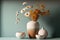 Minimal interion design with ceramic vase and dry flowers, Generative AI