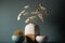Minimal interion design with ceramic vase and dry flowers, Generative AI
