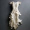Minimal Ivory Textile Art: Fluid And Flowing Paper Sculpture Dress