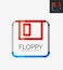 Minimal line design logo, floppy icon