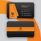 Minimal orange and black business card template design