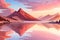 minimal pastel pink dreamy landscape painting. ai generated