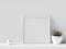 Minimal photo frame mockup with plant