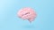 Minimal pink brain in view front on blue background