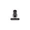 Minimal podcast logo design template. Silhouette microphone icon illustration isolated on white background. Broadcasting, Host,