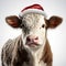 Minimal Retouching: Cow With Santa Hat And Red Nose