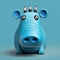 Minimal Retouching: Cute Blue Hippo Design With Organic Sculpting And Folk-inspired Illustrations