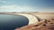 Minimal Retouching: A Desert Dam Near A Lake