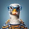 Minimal Retouching: Funny Duck With Blue Shirt And Glasses