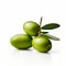 Minimal Retouching: Green Olives Isolated On White Background