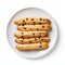 Minimal Retouching: Hot Dogs And Chocolate Chips On White Plate