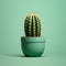 Minimal Retouching: Lifelike Cactus On Green Background