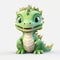 Minimal Retouching Sculpted Green Baby Dinosaur With Spikes And Teeth