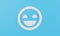 Minimal smile emoticon symbol on blue background.