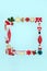 Minimal Square Christmas Wreath with Traditional Decorations