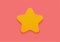 Minimal star yellow isolated on pink background in neumorphism design. Vector.