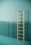 Minimal style room with ladder on green wall. 3d render vertical background