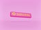 Minimal subscribe button for social media on pastel pink background. 3d rendering