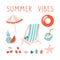 Minimal summer illustration set with lettering.