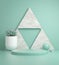 Minimal Template  Podium On Marble Triangle And Mint Background 3d Render