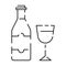 Minimal thanksgiving holiday line icons celebrating family and American heritage with items. Autumn and wine with glass