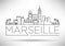 Minimal Vector Marseille City Linear Skyline with Typographic Design