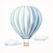 Minimal Watercolor Hot Air Balloon Print - Sky Blue Stripes