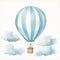 Minimal Watercolor Hot Air Balloon Striped Blanket Print