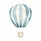 Minimal Watercolor Plant Print With Striped Hot Air Balloon