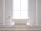 Minimal white bathroom 3d render