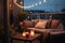 minimalism,DIY cute balcony Decor, lights and natural dark theme, minimalism, simplicity Generative AI