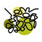 Minimalism line art illustration of grapes with green stains