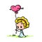 Minimalism little girl balloon heart