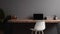 minimalism office desk set up clean and white generative ai