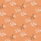 Minimalism seamless botanic pattern with tulip silhouettes. Orange background. Pastel floral stylized print