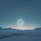 Minimalism Simplistic globe silhouette stark winter desert landscape cold moonrise ai generated