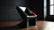 Minimalist 1980s Design: Black Arc Chair With Luminous 3d Cubo-futurist Style