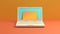 Minimalist 1980s Laptop: Vibrant Colors And Simplistic Forms