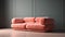 Minimalist 1980s Pink Couch With Soft And Rounded Forms