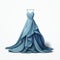 Minimalist 2d Illustration Of An Elegant Blue Dress