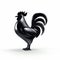 Minimalist 3d Black Rooster Illustration With Sharp Brushwork