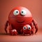 Minimalist 3d Cartoon Crabs With Squid Eyes On Red Background