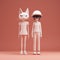 Minimalist 3d Cat And Girl With Glasses Model